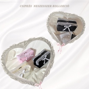 Aurora Lace Coquette Vintage csipkés neszesszer, romantikus sminktáska, masnival és csipkével, Táska & Tok, Neszesszer, Varrás, MESKA