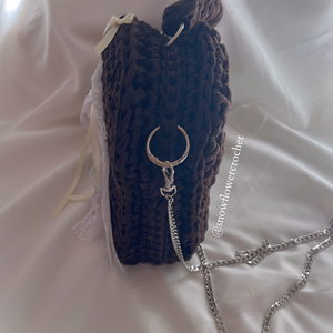 Heartbow Collection horgolt szív táska - coquette, vintage stílus, romantikus - táska & tok - kézitáska & válltáska - válltáska - Meska.hu