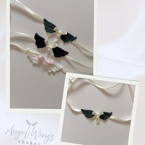 Angel Wings choker, vintage nyakpánt, coquette stílusban - ékszer - nyaklánc - nyakpánt, gallér - Meska.hu