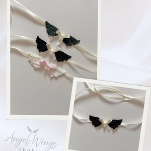 Angel Wings choker, vintage nyakpánt, coquette stílusban - ékszer - nyaklánc - nyakpánt, gallér - Meska.hu