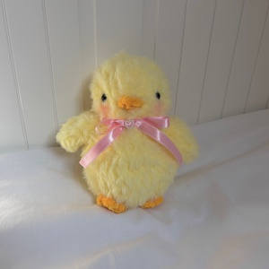 �Mae Húsvéti Coquette Csibe Plüss, Kézműves Tavaszi Dekoráció Rózsaszín Masnival és Gyöngyös Szívvel - Meska.hu