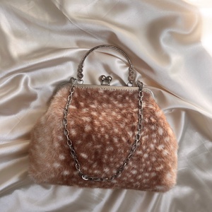�Honey Fawn Clutch vintage őzikés táska, fém kerettel, elegáns kiegészítő, coquette bambis szőrmés táska - táska & tok - kézitáska & válltáska - alkalmi táska - Meska.hu