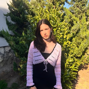 Eden Collection - Horgolt Bolero, fehér, coquette, vintage stílusú, csillogós fonalból, brossal - ruha & divat - női ruha - bolero - Meska.hu