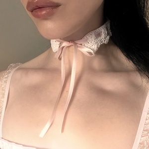 Vintage Choker - horgolt nyakpánt, szatén szalaggal, Ékszer, Nyaklánc, Nyakpánt, gallér, Horgolás, MESKA
