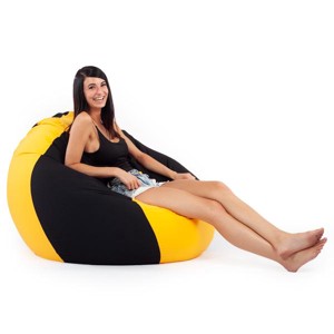 Fekete - Sárga Bicolor XXL Babzsákfotel, , , MESKA