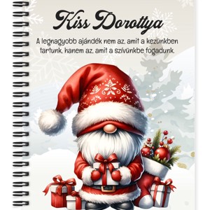 Személyre szabható -Karácsonyi manó sok-sok ajándékkal mintás A5-ös füzet, Otthon & Életmód, Papír, írószer, Jegyzetfüzet & Napló, , MESKA