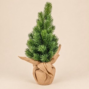 Zöld műfenyő jutazsákban � 36 cm - Meska.hu