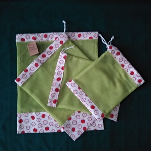 Alma mintás zöld szütyő - táska & tok - bevásárlás & shopper táska - zöldség/gyümölcs zsák - Meska.hu