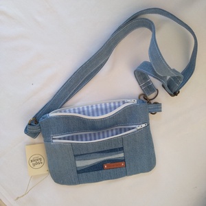 Övtáska-válltáska mentett farmerból - táska & tok - övtáska - Meska.hu