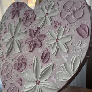 My heart in spring - rózsaszín texturált festmény szív alakú vászonra - művészet - festmény - akril - Meska.hu