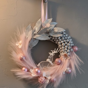 Rózsaszín-ezüst ajtódísz - Meska.hu