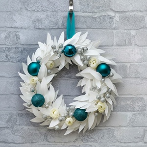 Fehér-kék ajtódísz - Meska.hu