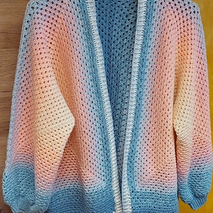 Horgolt hexagon kardigán, felső - ruha & divat - női ruha - pulóver - Meska.hu