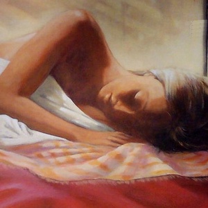Sleeping Beauty, modern hosszúkás falikép a kereten folytatott témával, alvó akttal - művészet - grafika & illusztráció - művészi nyomat - Meska.hu