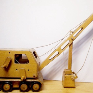 Antik, retro játék. Fából készült vonóköteles bányagép az 1930-as évekből, Játék & Sport, Kisautók, járművek, Munkagépek, Famegmunkálás, MESKA