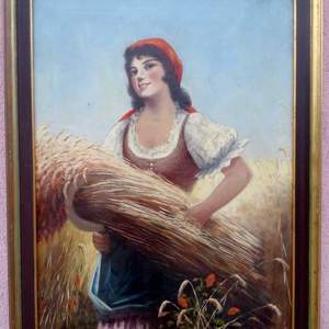 Marokszedő leány biedermeier stílusú olaj-vászon festmény keretezve - művészet - festmény - olajfestmény - Meska.hu