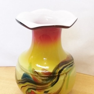 Fodros szájú multicolor Muránói váza Olaszországból. Hibátlan különlegesség, Otthon & Lakás, Dekoráció, Virágdísz és tartó, Váza, Üvegművészet, MESKA