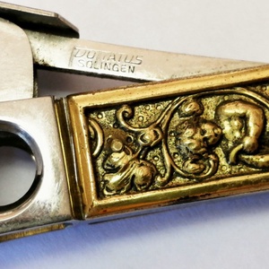 Donatus Solingen. Rozsdamentes acél vintage német szivarvágó. Barokk stílusú bronz dekorációval - otthon & életmód - dekoráció - asztal és polc dekoráció - hamutál, öngyújtó, pipa - Meska.hu