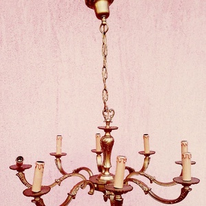 Antik bronz csillár. Nyolckarú gyertya égős tömör súlyos darab - otthon & lakás - lámpa - fali & mennyezeti lámpa - Meska.hu