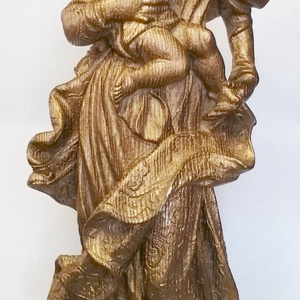 Arany Madonna a gyermekével. Rusztikus felületű zsírkőszobor - művészet - szobor - kerámia - Meska.hu