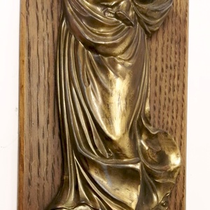 Madonna a Jézuskával. Falra akasztható fa hátlapos ón relief bronz bevonattal. Barokk stílus, Otthon & Lakás, Dekoráció, Fali és függő dekoráció, Függődísz, Fémmegmunkálás, MESKA