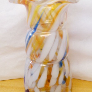 Fodros szájú Muránói Splatter Art Glass váza 1930-1940-es évek ritkaság a vitrinedbe, Otthon & Lakás, Dekoráció, Virágdísz és tartó, Váza, Üvegművészet, MESKA