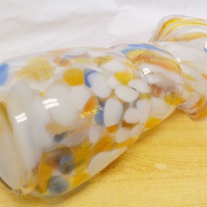 Fodros szájú Muránói Splatter Art Glass váza 1930-1940-es évek ritkaság a vitrinedbe - otthon & életmód - dekoráció - virágdísz és tartó - váza - Meska.hu
