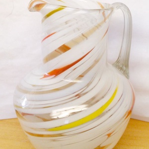 Muránói Splatter Art Glass boroskancsó márványos mintával 1950-1960-es évek ritkaság a vitrinedbe, Otthon & Lakás, Konyhafelszerelés, tálalás, Tálalás, Üveg & Kancsó, Üvegművészet, MESKA
