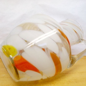 Muránói Splatter Art Glass boroskancsó márványos mintával 1950-1960-es évek ritkaság a vitrinedbe - otthon & életmód - konyhafelszerelés, tálalás - tálalás - üveg & kancsó - Meska.hu