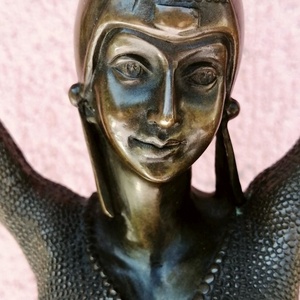 Primadonna. Egzotikus táncosnő szobor Franciaországból, bronz, márvány talapzaton, Művészet, Szobor, Fém, Szobrászat, MESKA