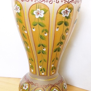 Bohemia váza különlegesség. Sávos virágos zománc festéssel - otthon & életmód - dekoráció - virágdísz és tartó - váza - Meska.hu
