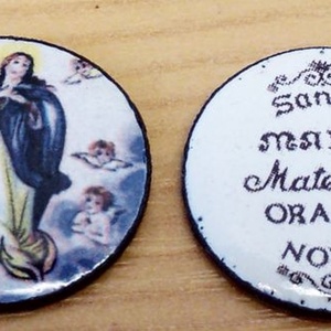 Kör alakú Tűzzománc medál, Imával a hátoldalon, keret nélkül. Többféle 19mm. - ékszer - nyaklánc - medál - Meska.hu