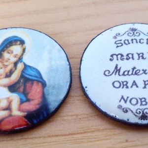 Kör alakú Tűzzománc medál, Imával a hátoldalon, keret nélkül. Többféle 19mm. - ékszer - nyaklánc - medál - Meska.hu
