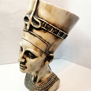 Nefertiti az egyiptomi Ehnaton fáraó felesége, Égetett mázas gipsz szobor - művészet - szobor - kerámia - Meska.hu