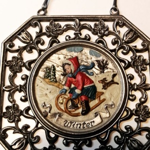 Évszakok. Függesztett barokk stílusú festett ón fali dísztárgy készlet - Meska.hu