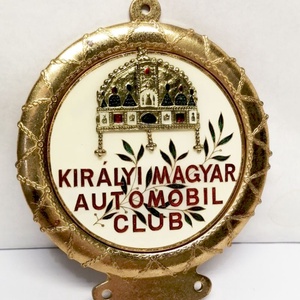 Királyi Magyar Autómobil CLUB. Koronás felvarrható bronz zománcfestésű jelvény, Művészet, Militária, Kitüntetés, jelvény, Ékszerkészítés, MESKA