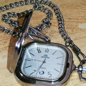 Helvetia acél tokos Svájci zsebóra Quartz szerkezettel, hibás állapotban - ékszer - karóra és ékszeróra - zsebóra - Meska.hu
