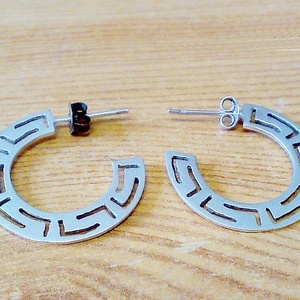 Meander mintás, ezüst, köríves fülbevaló - esküvő - ékszer - fülbevaló - Meska.hu