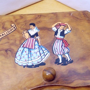 Mallorca-i emlék, tükrös ékszeres dobozka fából, táncoló párral - ékszer - ékszertartó - ékszerdoboz - Meska.hu