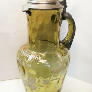 Ónfedeles üvegkorsó kézzel festett mezei virágokkal. Biedermeier Bohemia - Meska.hu