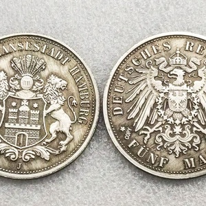 Retro pénzérme kópiák gyűjteménye Fünf Mark 1896 - művészet - más gyűjtemények - Meska.hu