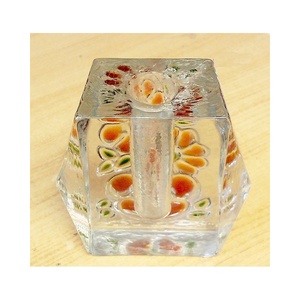 Öntött üveg gyertyatartó, Walther Glass Német kézműves munka - otthon & életmód - gyertya, illat, aroma - gyertyatartó - Meska.hu