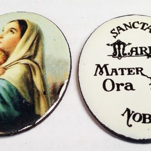 Égre tekintő Madonna. Tűzzománc medál, keret nélkül - Meska.hu