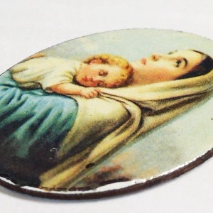 Égre tekintő Madonna. Tűzzománc medál, keret nélkül - ékszer - nyaklánc - medál - Meska.hu