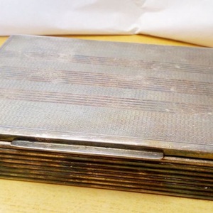 Antik ezüstözött cigaretta, vagy kártyatartó dobozka, Magyar FÖÉ jelzéssel, Egyedi ritkaság - Meska.hu