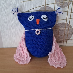 Ajándék átadó bagoly, Baba - mama, Babalátogató ajándékcsomag, Horgolás, Hímzés, MESKA