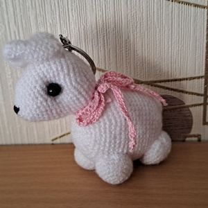 Füles  kutya és fehér nyuszi kulcstartó - táska & tok - kulcstartó & táskadísz - kulcstartó - Meska.hu
