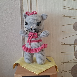 Gomb szemű cica, Játék & Sport, Baba & babaház, Játékbaba, babakellék, Horgolás, Hímzés, MESKA