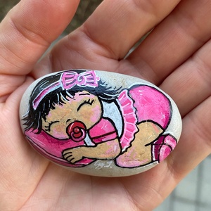 Szép álmokat - festett kavics - művészet - festmény - festmény vegyes technika - Meska.hu