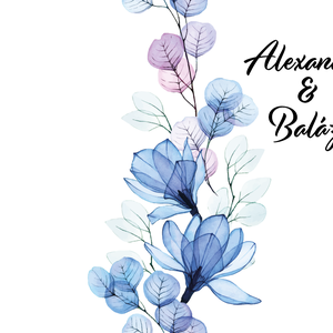 Blue Magnolia esküvői meghívó - hajtott - esküvő - meghívó & kártya - meghívó - Meska.hu